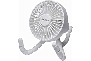 MP Essentials Rechargeable 4 Way Portable Lightweight Fan for Pram Fan, Car Seat, Desk, Office, Travel Fans & Clip on, Handheld, Tripod & Phone Holder (White)