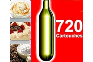 NEMT Lot de 720 Capsules N2O Crème pour cuvettes Siphon de Liss, Mosa, Isi et Kayser, Mastrad (720)