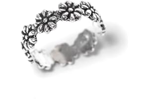 81stgeneration Anello per Dita dei Piedi in Argento Sterling con Fiore per Donna | Anelli per i Piedi con Catena a Margherite in Argento 925 in Stile Anni '90 | Anello Regolabile per Dito Medio