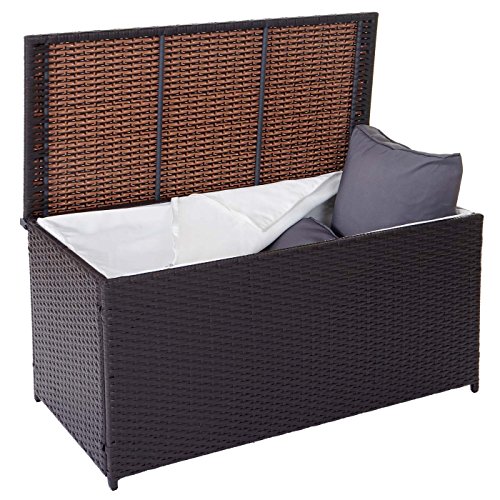 Poly-Rattan Kissenbox Barry, Truhe Auflagenbox Gartenbox, 290l ~ braun - 2