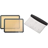 Amazon Basics Tappetini da forno in silicone, Set da 2 pezzi & Raschietto/Tagliaimpasto multiuso, in acciaio inox