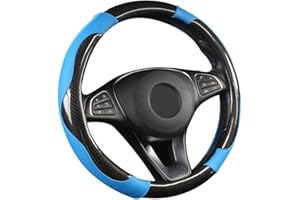 SFONIA Couvre Volant Voiture Caches de Volant en Cuir Artificiel Universel 37-38cm / 15" Antidérapant Respirant Durable (Bleu)