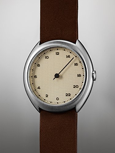 slow O 06 - Dark Brown Vintage Leather Silver Case Creme Dial Unisex Quartz Watch with Beige Dial Analogue Display and Dark Brown Leather Strap