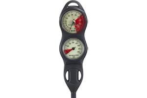SCUBAPRO 2-Gauge U-Line Diving Console with Pressure Gauge and Depth Gauge, Metric Display, Plastic