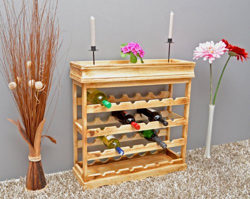 Weinregal Hellbraun Shabby Look 24 Flaschen Flaschenregal Holz Wein Regal Board - 2