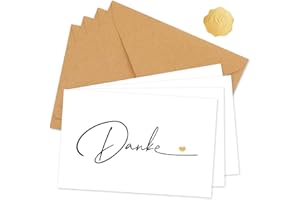 KKSJK 20 Stück Danke Karte mit 20 Kraftpapier Briefumschläge und 25 Gold Siegel Aufkleber, Dankeskarte für Kollege, Lehrerin, Familie, Freund(9cm x 14cm)