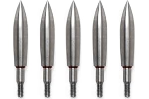 BDKMMS Archery Field Points, 5Pcs 100/150/200/250/300/350 Grains Stainless Steel Archery Arrow Tips Field Point Arrowheads for Field Target Practice & Shooting