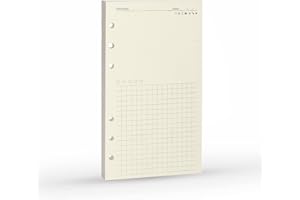 ‎HARPHIA A6 Binder Refill,6 Ring Binder Inserts,for Filofax/Personal Journal, Blank and Grid, 45 sheets/90pages, 100Gsm Quality, Harphia (A6 3.74 x 6.77'',Noterecord)