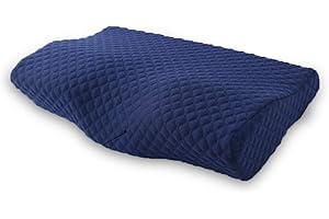PORRASSO Memory-Schaum Kissen Kopfkissen Ergonomisches Nackenstützkissen Atmungsaktiv Abnehmbarer Waschbarer Sommer- Cooles Tencel die Schlafqualität zu Verbessern 50 x 30x 10/7 cm - Dunkelblau A