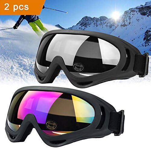 2pcs Ski Goggles Outdoor JTENG Eyewear Adjustable UV Protective Portable Motorcycle Goggles Eyewear Dust-proof Protective Combat Goggles Play Games Protective glasses