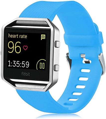 Fitbit Blaze Accessories Classic Band Large,Soft Silicone Replacement Sport Strap Band with Quick Release Pins for Fitbit Blaze Smart Fitness Watch, Frame Not Included (6.7"-8.1") (Sky Blue )