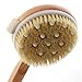 Monkeybrother Natural Wood Back Scrub Massage Tool Shower Brush with Detachable Long Handle for Spa Body Bath