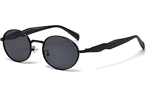 Long Keeper Vintage metalowe owalne okulary przeciwsłoneczne damskie męskie 90s retro okrągłe okulary przeciwsłoneczne modne wąskie owalne okulary przeciwsłoneczne ochrona UV400 modne odcienie, 53 mm