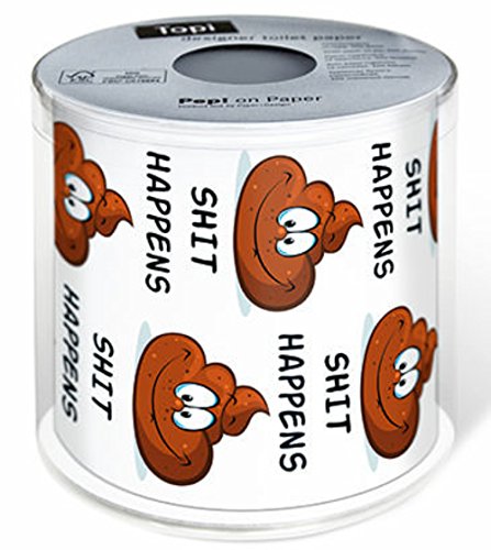 Preisvergleich Produktbild Toilettenpapier " Shit happens" Geschenkidee 3-lagig in Geschenkverpackung Scherzartikel