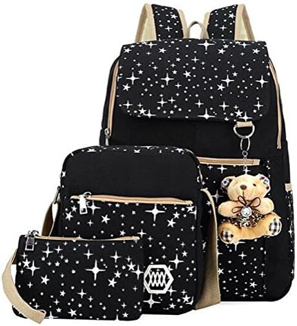 school bag men and women student printing High capacity backpack Waterproof Anti-theft canvas Mother Backpack Can be put 14 inches computer , black
