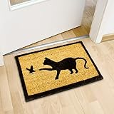 Relaxdays Fußmatte Kokos Motiv KATZE 40 x 60 cm Kokosmatte mit rutschfester PVC Unterlage Fußabtreter aus Kokosfaser als Schmutzfangmatte und Sauberlaufmatte Fußabstreifer für Außen und Innen, braun - 2