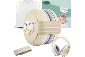 Robofun 2-in-1 Gehörschutz Baby Kopfhörer, Neugeboren Ohrenschützer mit Geräuschunterdrückung & Verstellbares Kopfband, Baby Kopfhörer Lärmschutz für Babys bis 48 Monate