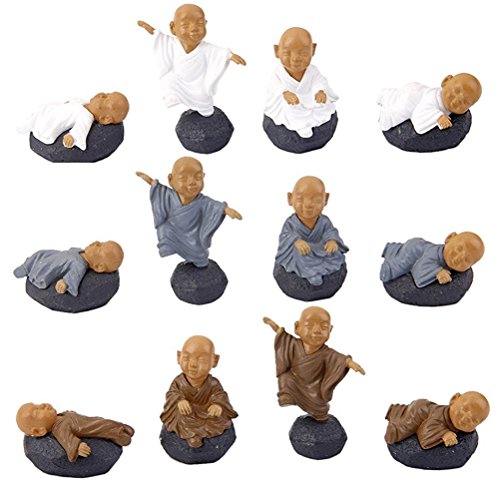 OUNONA Gartenfigur Gartenornament Auto Dekoration mit 12pcs PVC Meditation Mönche