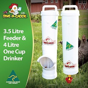 DINE A CHOOK Set 1x 3.5l Geflügel Futterautomat & 1x 4l Tränkautomat