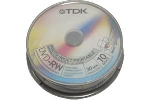 TDK DVD-RW 8cm 1.4Go 2x imprimable, 10 pièces en Cakebox
