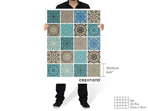 Fliesen-Mosaik | Klebe-Folie Sticker Aufkleber Badfolie Küchen-Fliesen Wand Deko | 15×15 cm Muster Marrokanisch – 20 Stück - 4