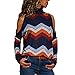 Produktbild Pullover Damen Lang, Mode Sweatshirt Frauen Loose Langarm T-Shirt Mode Streifen Shirt Klassisch Shirt zum zelten von ABsoar