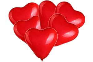 SHATCHI 50PK Red Heart Shape Balloons -Valentines, Wedding, Birthday Decorations