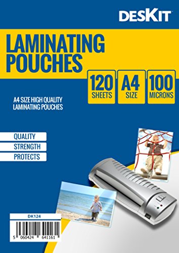 Deskit - Juego de fundas para plastificar  120 unidades  tama  o A4  100 micras