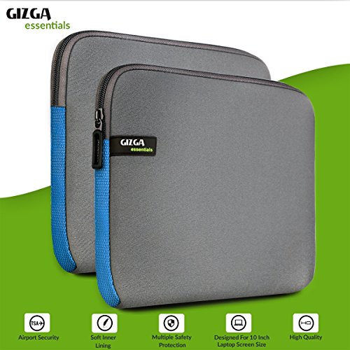 GIZGA 9-9.7 Zoll Laptop Hülle für iPad Air /Air 2, iPad Pro 9.7″, Samsung Galaxy Tab E 9.6, Tab S2 9.7, aus hochwertigem robustem Neopren Grau mit Blau - 2