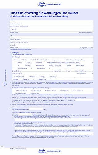 Avery Zweckform 2873 Einheitsmietvertrag (für Wohnungen und Häuser, A4, selbstdurchschreibend) 1 Stück, blau - 2
