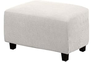 WINS Copri Pouf Elasticizzato rttangolare Copri Pouf poggiapiedi Copri Pouf Divano Copri Pouf rett Avorio