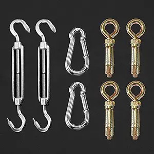 HIPPO - Shade Sail Hardware Kit Brass Wall Fasteners, SS 304 Turn Buckles, SS 304 Snap Hooks Ideal for Rectangle Shade Sail H/W Kit with Snap Hook