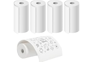 Supfoto 5 Rolls Thermal Inkless Printing Paper for Mini Sticker Receipt Printer Portable Bluetooth Pocket Printer for Photo Journal Notes Memo-57x25mm