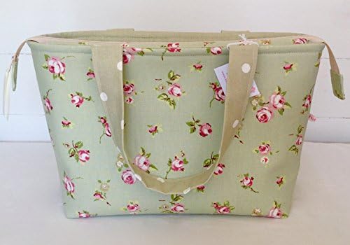 Beautiful Sage Rosebud Medium Tote Bag, Medium Zip Bag, Floral Tote, Zip Tote