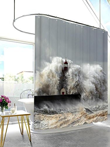 Dbtxwd Polyester Shower curtain 3D Sea storms Individuality Digital printing Bathroom Waterproof Visual space Blackout Thickened Occlusion curtains , 2 , 180*180cm