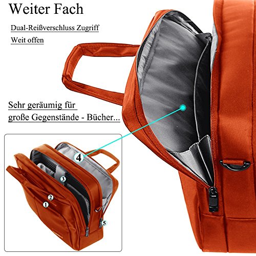 Laptop Tasche, BRINCH 17,3 Zoll Nylon Stil geräumig Multi-Fach Laptop Schultertasche Messenger Bag Handtasche Tablet Aktentasche Umhängetasche für 17 – 17,3 Zoll Laptop / Notebook / Macbook / Tablet Computers,Orange - 4