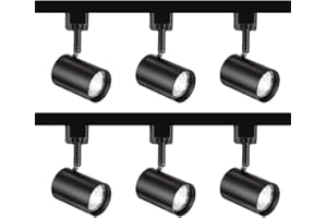 MANNINGHAM LIGHTING 3M 3 Meter Track Length Black 6 Spot Light 5W GU10 LED Home Shop Kitchen Multi Directional Display Spotlight Track Tape Rail Exhibition Lighting Single Circuit