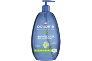 POUPINA - Eau Nettoyante Bébé Bio Certifiée. Anti-Irritation, Sans Parfum, Hypoallergénique. Hamamélis & Aloe Vera. 99% Origine Naturelle, Vegan, 485 mL