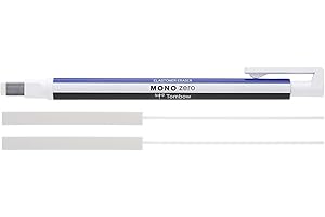 Tombow Mono Zero - Gomma a penna, ricaricabile, punta squadrata, 2,5 x 5 mm Radierstift (eckige Spitze) Bianco + ricarica.
