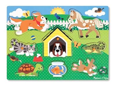 Melissa & Doug - 19053 - Puzzle En Bois À Boutons - Animaux Domestiques