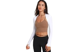 OKSakady Femmes Manches Longues Bolero Shrugs Femmes châle Bras Manches Ouvertes Avant Crop Yoga Sport Fitness randonnée Solaire Cardigan Chemise à Manches Longues