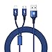 Produktbild Lightning USB Kabel, Hizek 1.2M 2 in 1 Nylon Magnetisches USB Lightning Ladekabel Datenkabel High Speed Sync für iPhone 7/7 Plus / 6S / 6S Plus, Samsung Galaxy S8p/ S8/ S7 Edge/S6 /S5 / S4 / S3 -- Blau