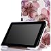 Produktbild MoKo Fire HD 7 2014 Hülle - Ultra Slim Lightweight Schutzhülle Smart Cover mit Auto Schlaf / Wach Funktion und Standfunktion für Amazon Kindle Fire HD 7.0" (4. Generation - 2014 Modell), Blumen-Violett (Nicht für Fire 7 2015)