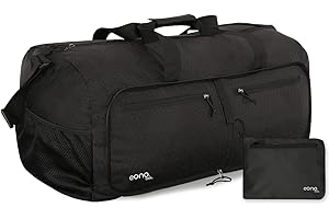 Eono 90L Foldable Travel Duffle Bag Hold All Travel Luggage Bag Holiday Bag with Multi-Pockets for Women Men (Black)
