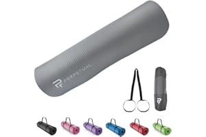 PERPETUAL Esterilla de Yoga y Pilates 10/15mm - Mat Antideslizante - Con Correa y Bolsa de Transporte - Colchoneta Gruesa y Plegable - Hombre/Mujer - Gimnasia, Fitness y Ejercicios - Gimnasio en Casa