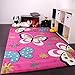 Kids' Rug - Butterfly Design - Green Red Grey Black Cream Magenta, Size:120x170 cm