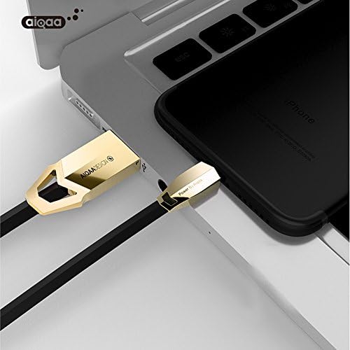 iPhone Charger AIQAA Lightning to USB 3ft Zinc Alloy Charging Data Cable for iPhone X, 8, 8 Plus, 7, 7 Plus, 6s, 6s Plus, 6, 6 Plus, SE, 5s, 5c, 5, iPad mini, iPad Air, iPad Pro, iPod (Gold)
