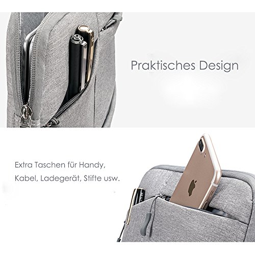Lebensein Laptophülle Laptoptasche mit Griff für 15-15,4 Zoll Laptops Ultrabooks, 38cm Notebook Schutzhülle Sleeve Speziell für 15,4″ MacBook Pro, Stoßfest, Wasserresistent, Grau - 2