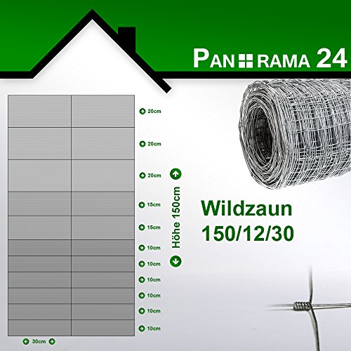 Wildzaun Forstzaun Weidezaun Rollenware Verzinkt 150/12/30 50m