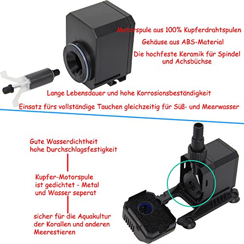 HJ-603 Eco- Energiespar 8W 600L/H Filterpumpe Teichpumpe Bachlaufpumpe Springbrunnenpumpe - 4